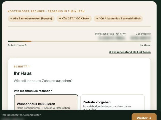 Vorschau des Baukosten- und KfW-Rechners